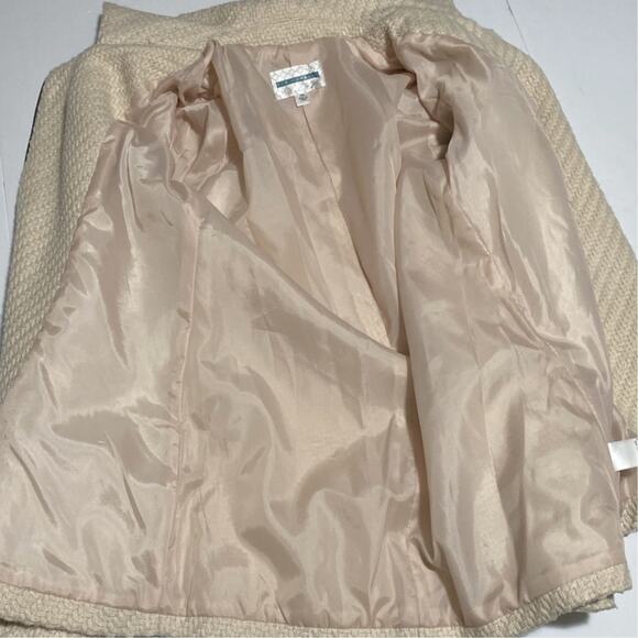 Anthropologie PIM + LARKIN Cream Wool Blend Jacket Coat XS Moto Old Money Woven - Picture 10 of 12